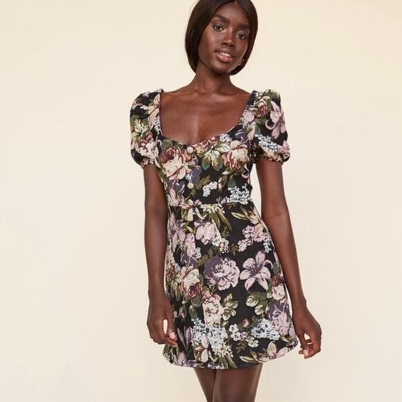 LPA 697 Rose Tapestry Floral Brocade Mini Dress - Picture 1 of 16